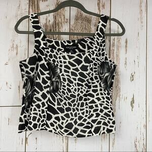 Perceptions Petite, Y2K, Crop Tank Top. Size 6P. Animal and Floral Print